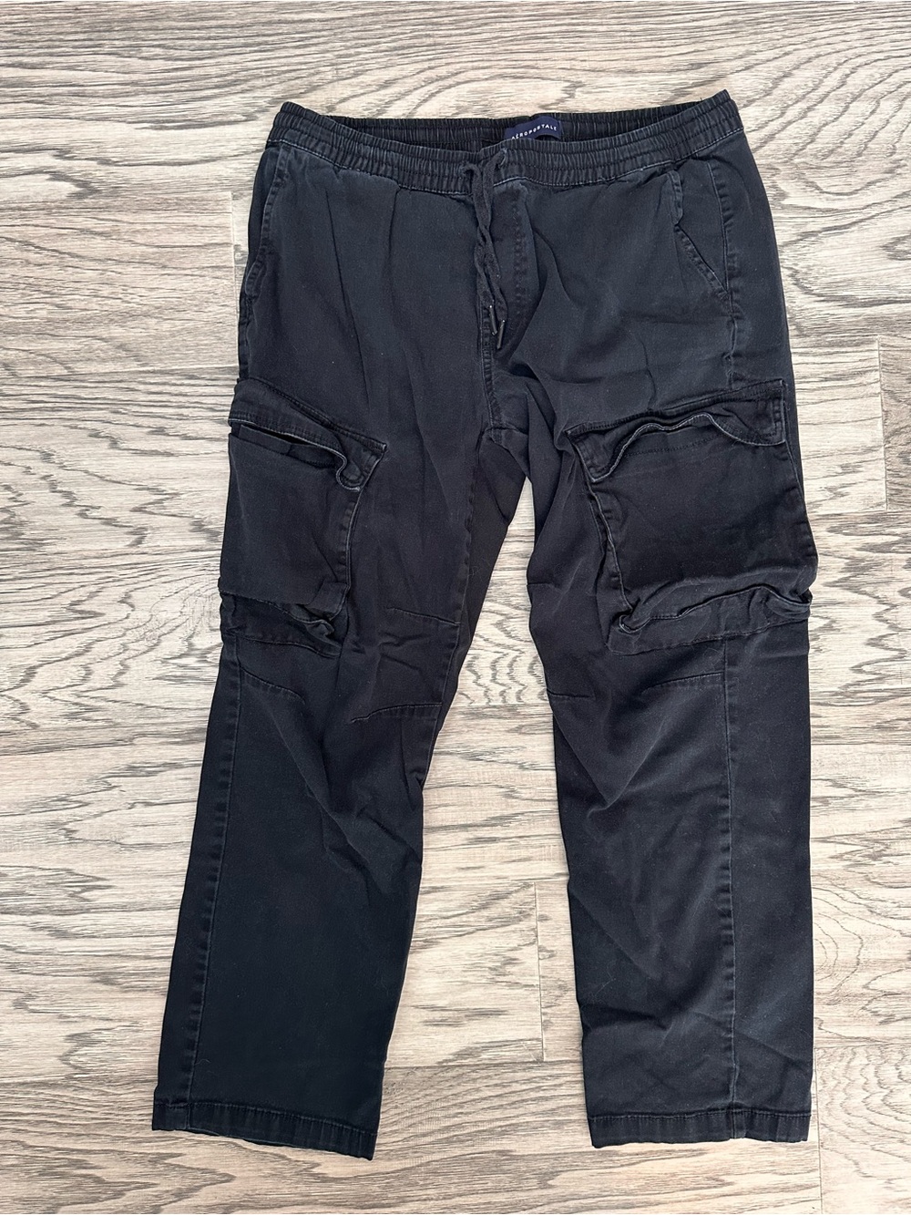 Aeropostale Black Cargo Jogger Pants with Drawstring Waist
